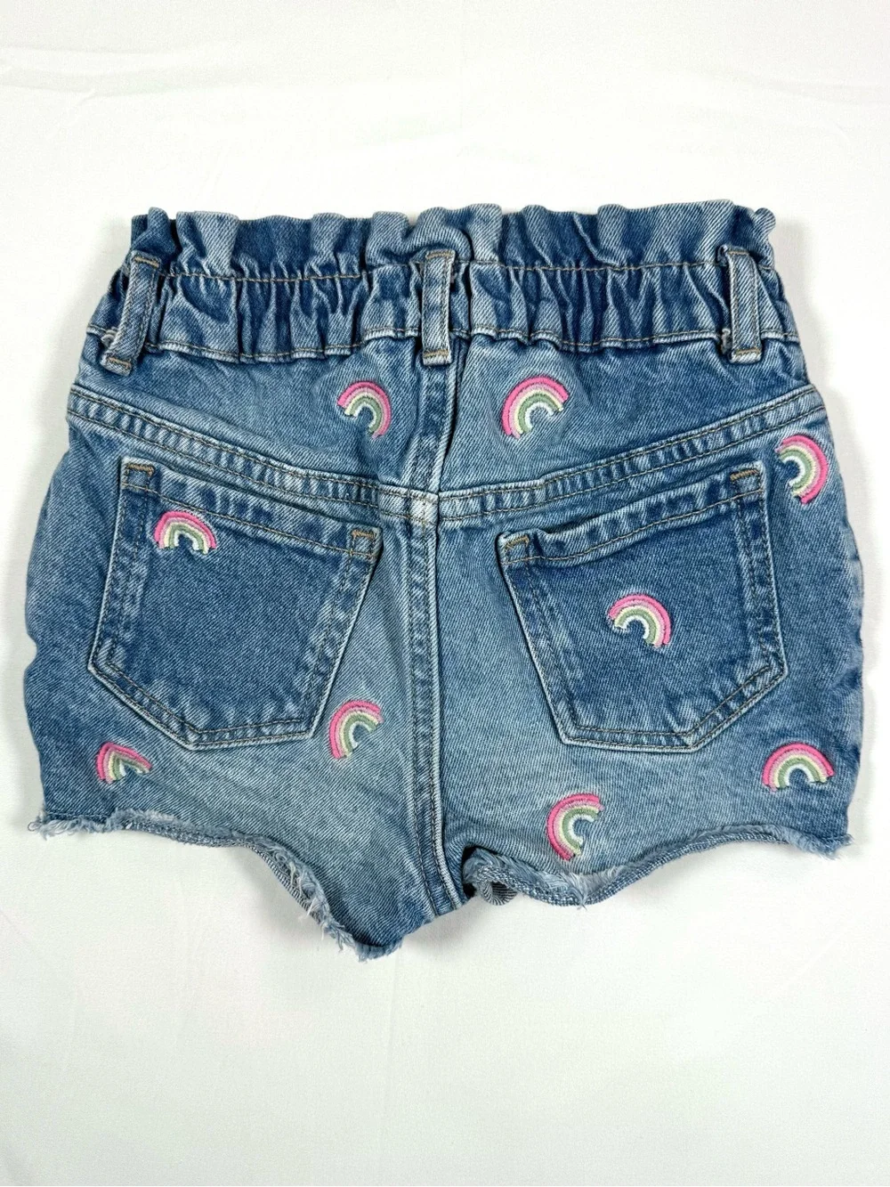 GAP Girls Rainbow Embroidered Denim Ruffle Shorts 5 Like Mom Kidcore Retro Boho